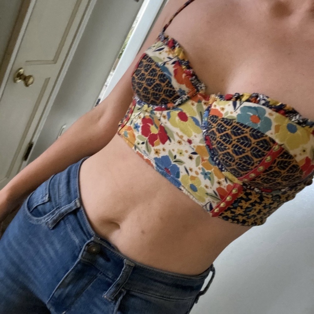 Anthropologie Pinkerton Colorful Boho Bra Top Size 34B Floral Festival Y2K